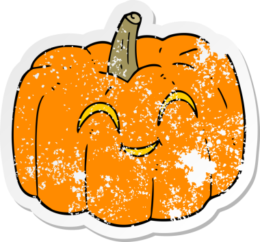 Bir insan tarafından çizilmiş bir cadılar bayramı balkabağının gerilimli yapıştırması.