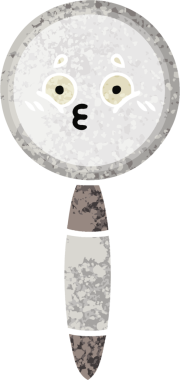 Bir insan tarafından çizilmiş bir büyüteçin retro çizim tarzı karikatürü