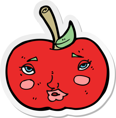 Bir insan tarafından çizilmiş karikatür elmasının çıkartması.