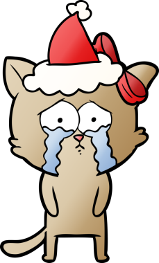 Bir insan tarafından çizilmiş Noel Baba şapkası takan bir kedinin gradyan çizimi.