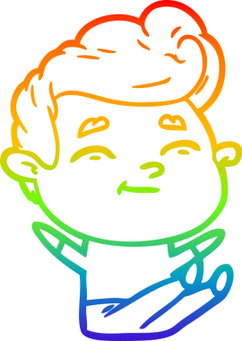 Gökkuşağı gradyan çizimi mutlu bir çizgi film adamı bir insan tarafından çizilmiş