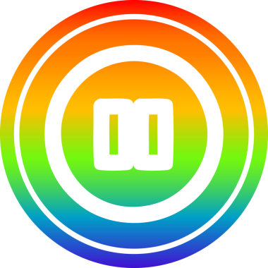 bir insan tarafından çizilmiş gökkuşağı gradyan bitiş ile dairesel simgeyi duraklat