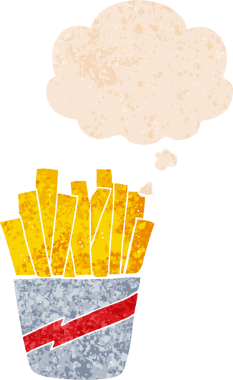 Düşünce baloncuğu ve grunge ile çizgi film kızartma bir insan tarafından çizilmiş sıkıntılı retro stil