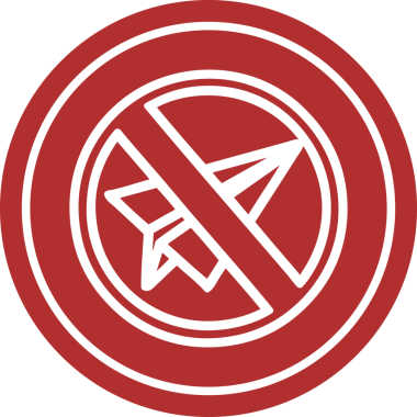 Kağıt uçak yasağı dairesel simge sembolü bir insan tarafından çizildi