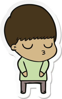 Bir insan tarafından çizilmiş sakin bir çocuğun çıkartması.