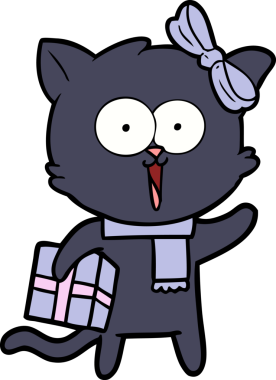 Bir insan tarafından çizilmiş çizgi film kedisi.