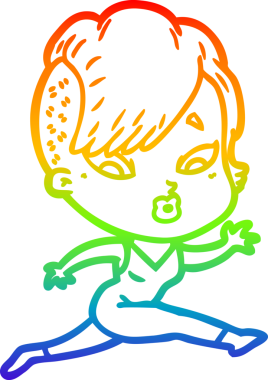 gökkuşağı gradyanı çizimi bir çizgi film kızı şaşırttı bir insan tarafından çizildi