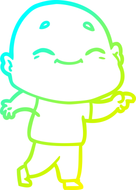 Bir insan tarafından çizilmiş, mutlu, kel bir adamın çizdiği soğuk çizgi.