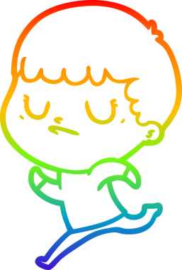 Gökkuşağı gradyan çizgi çizimi bir insan tarafından çizilmiş huysuz bir çocuk