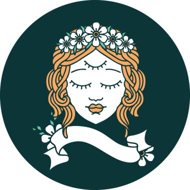 Bir insan tarafından çizilmiş üçüncü gözü olan kadın yüzü simgesi