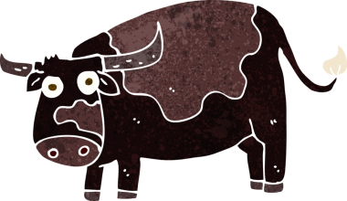 bir insan tarafından çizilmiş çizgi film ineği