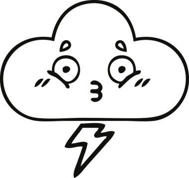 Bir insan tarafından çizilmiş bir gök gürültüsü bulutunun çizgi çizimi