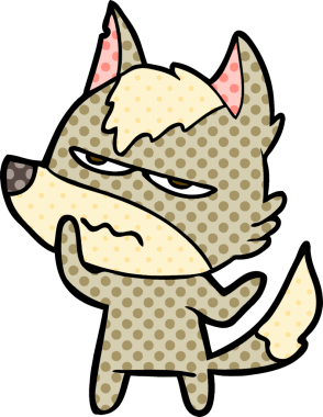 Bir insan tarafından çizilmiş rahatsız kurt çizgi filmi.