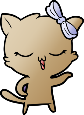 Bir insan tarafından çizilmiş kafasında yay olan çizgi film kedisi.