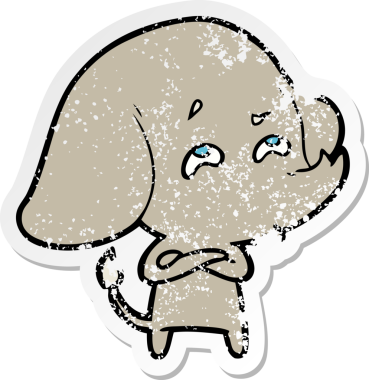 Bir insan tarafından çizilmiş karikatür filinin sıkıntılı çıkartması