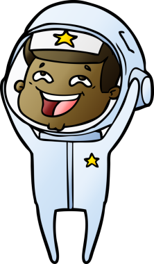 Bir insan tarafından çizilmiş gülen astronot çizgi filmi.