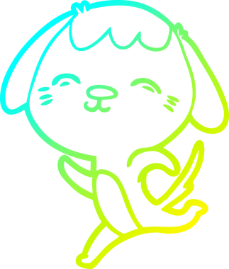 Bir insan tarafından çizilmiş mutlu çizgi film köpeğinin soğuk gradyan çizimi