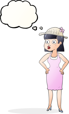 Bir insan tarafından çizilmiş güneş şapkası takan baloncuklu kadın.