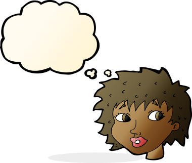 Bir insan tarafından çizilmiş düşünce balonlu bir karikatür.