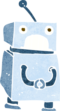 Bir insan tarafından çizilmiş çizgi film robotu