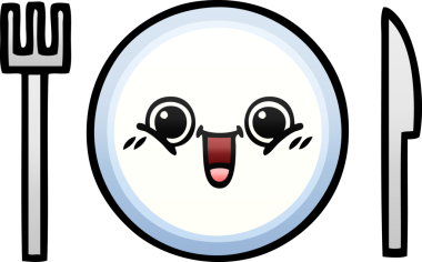 Bir insan tarafından çizilmiş yemek tabağının gölgeli çizgi filmi.