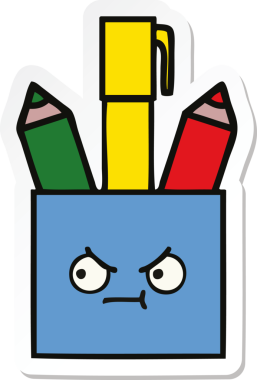 Bir insan tarafından çizilmiş şirin bir kalem kapının çıkartması.