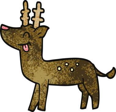 Bir insan tarafından çizilmiş mutlu bir geyik.