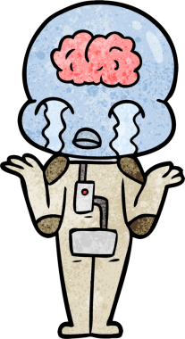 Bir insan tarafından çizilmiş koca beyinli bir uzaylı ağlaması.