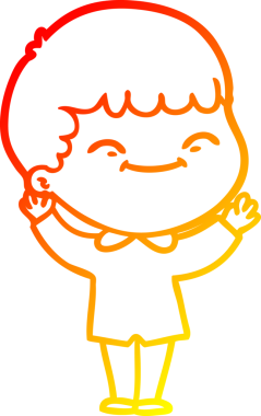 Bir insan tarafından çizilen mutlu bir çocuğun sıcak çizgi çizimi.