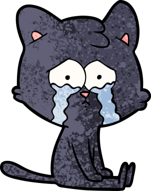 Bir insan tarafından çizilmiş çizgi film kedisi.