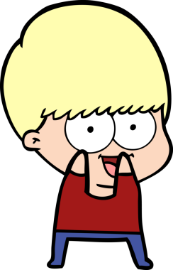 Bir insan tarafından çizilmiş mutlu çizgi film çocuğu.