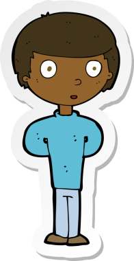 Bir insan tarafından çizilmiş meraklı bir çocuğun çıkartması.