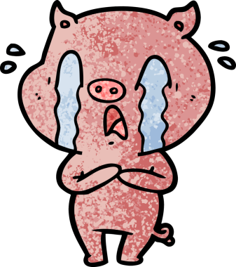 Bir insan tarafından çizilmiş ağlayan domuz çizgi filmi.