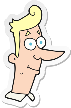 Bir insan tarafından çizilmiş gülümseyen bir çizgi film çıkartması.