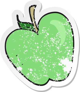 Bir insan tarafından çizilmiş elma karikatürünün gerilimli yapıştırması.