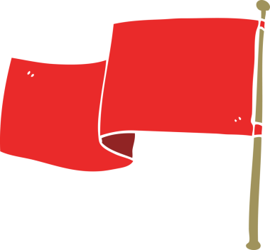 Bir insan tarafından çizilmiş kırmızı bayrak.