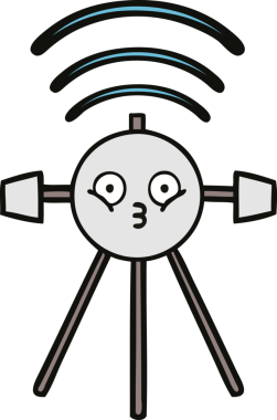 Bir insan tarafından çizilmiş sevimli bir uydu karikatürü.