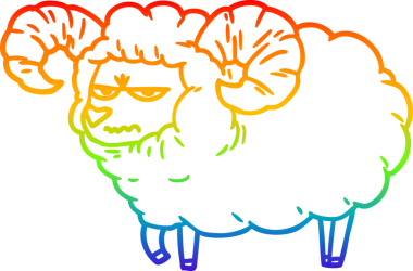 Gökkuşağı gradyanı çizimi kızgın bir koç tarafından çizilmiş.