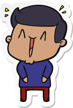 Bir insan tarafından çizilmiş heyecanlı bir adamın çıkartması.