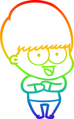 gökkuşağı gradyanı çizimi bir insan tarafından çizilmiş mutlu bir çizgi film çocuğu