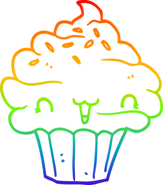 Gökkuşağı gradyan çizgisi bir insan tarafından çizilmiş tatlı bir çizgi film şekerli kek.