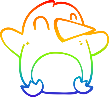 gökkuşağı gradyanı çizimi bir insan tarafından çizilmiş bir karikatür noel pengueni