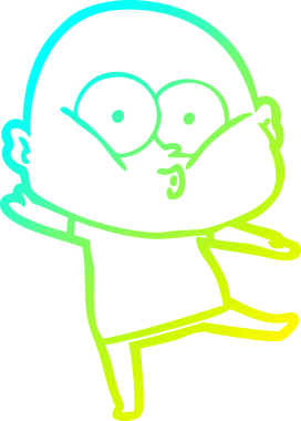 Bir insan tarafından çizilmiş, kel bir adamın soğuk çizgi çizimi.