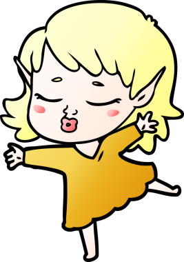 Bir insan tarafından çizilmiş güzel elf kızı.