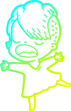 Bir insan tarafından çizilmiş havalı bir hippi kızın soğuk gradyan çizimi.