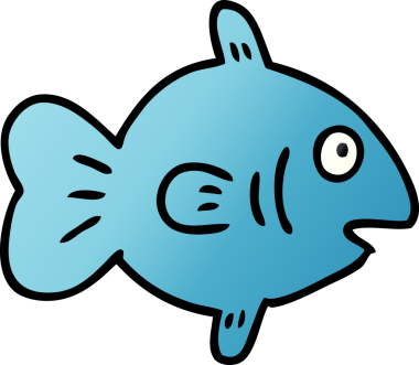 Bir insan tarafından çizilmiş bir deniz balığının el çizimi karikatürü.