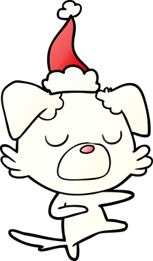 Bir insan tarafından çizilmiş Noel Baba şapkası takan bir köpeğin gradyan çizimi.