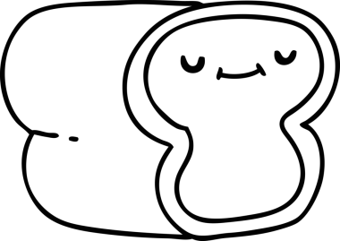 Bir insan tarafından çizilmiş mutlu bir gülümsemeyle çizilmiş bir somun ekmek.