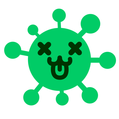 Bir insan tarafından çizilmiş sevimli, mutlu, ölü hayvan virüsü.