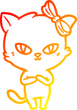 Bir insan tarafından çizilmiş sevimli bir çizgi film kedisinin sıcak çizgi çizgisi.